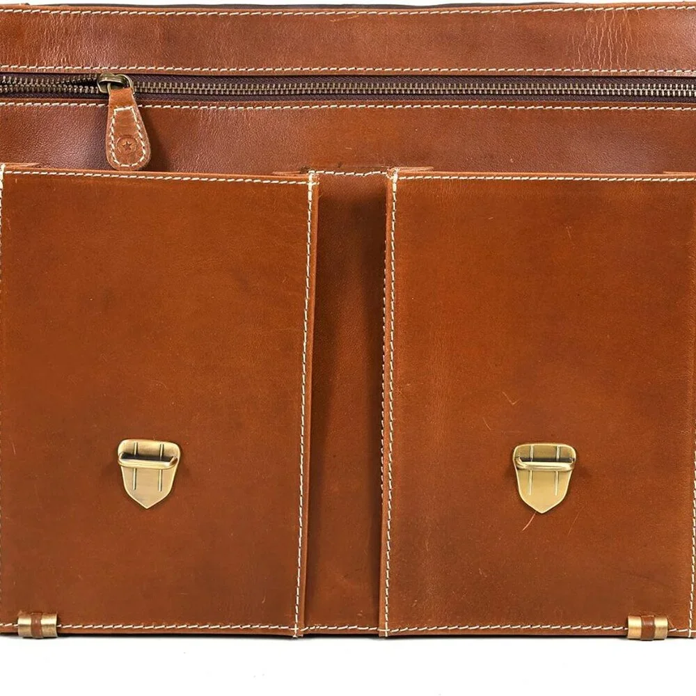 Leather Briefcase Office Bag for Men Padded Laptop Sleeve by 16Inch